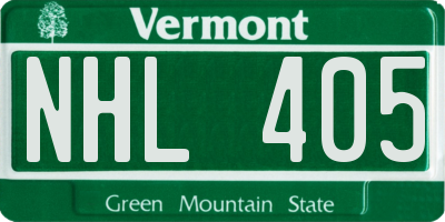 VT license plate NHL405