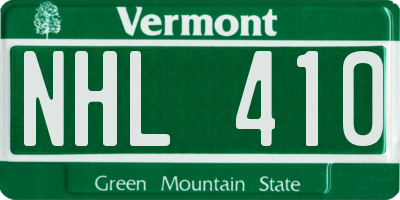 VT license plate NHL410
