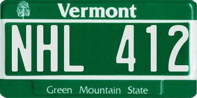 VT license plate NHL412