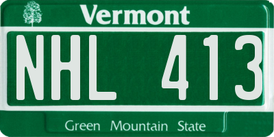VT license plate NHL413