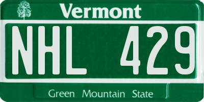VT license plate NHL429