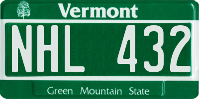 VT license plate NHL432