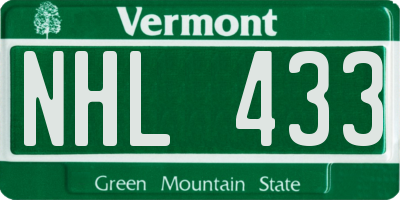 VT license plate NHL433