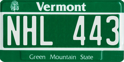 VT license plate NHL443