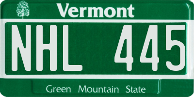 VT license plate NHL445
