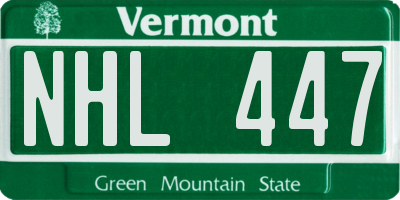 VT license plate NHL447
