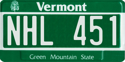 VT license plate NHL451
