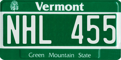 VT license plate NHL455