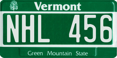 VT license plate NHL456