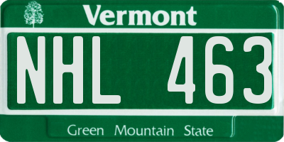 VT license plate NHL463