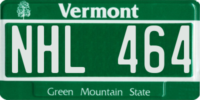 VT license plate NHL464