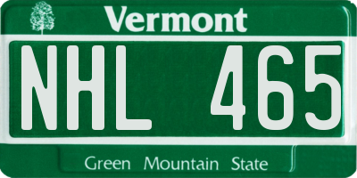 VT license plate NHL465