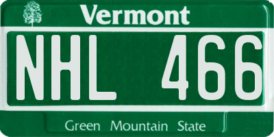 VT license plate NHL466