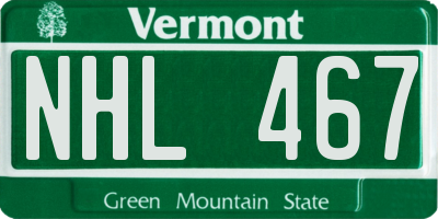 VT license plate NHL467