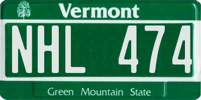VT license plate NHL474