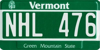 VT license plate NHL476
