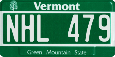 VT license plate NHL479