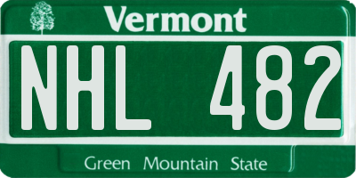 VT license plate NHL482
