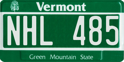 VT license plate NHL485