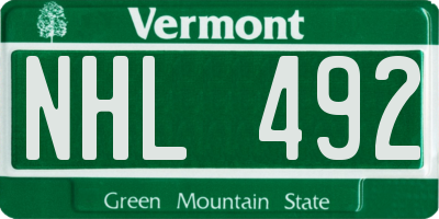 VT license plate NHL492
