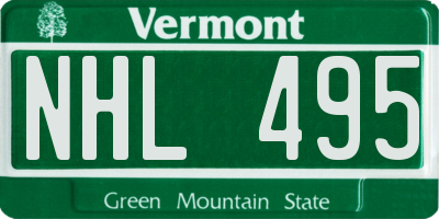 VT license plate NHL495