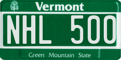 VT license plate NHL500