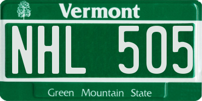 VT license plate NHL505