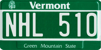 VT license plate NHL510