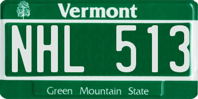 VT license plate NHL513