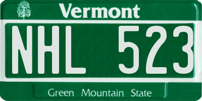 VT license plate NHL523