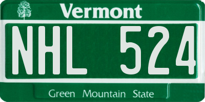 VT license plate NHL524