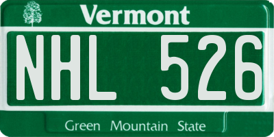 VT license plate NHL526
