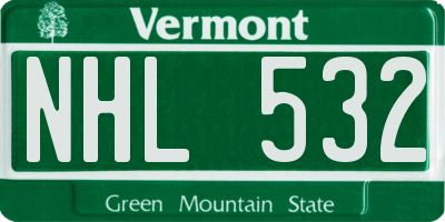 VT license plate NHL532