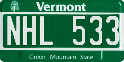 VT license plate NHL533