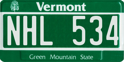VT license plate NHL534