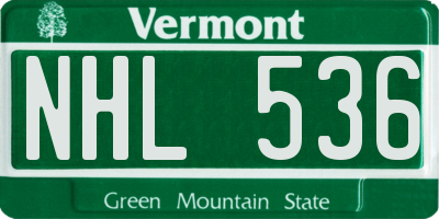 VT license plate NHL536