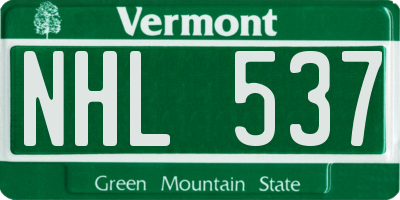 VT license plate NHL537