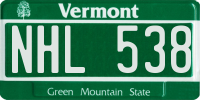 VT license plate NHL538