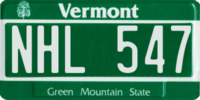 VT license plate NHL547