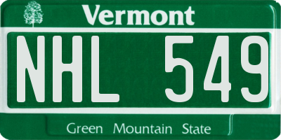 VT license plate NHL549