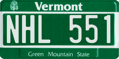 VT license plate NHL551