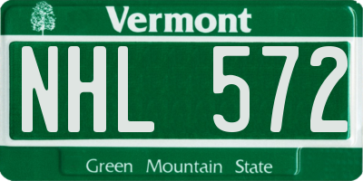 VT license plate NHL572