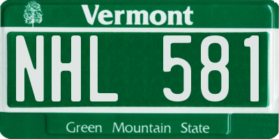 VT license plate NHL581