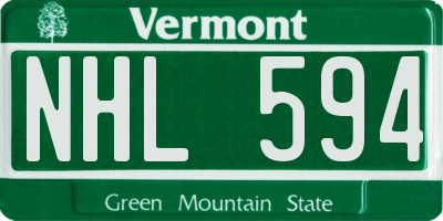VT license plate NHL594