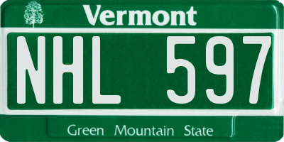 VT license plate NHL597