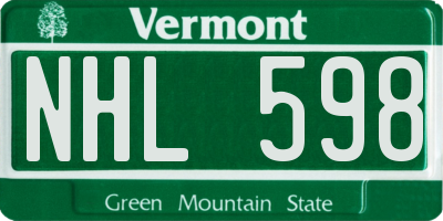 VT license plate NHL598