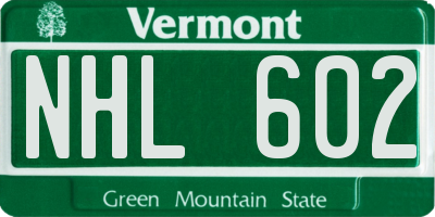 VT license plate NHL602