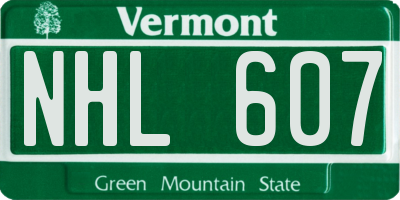 VT license plate NHL607