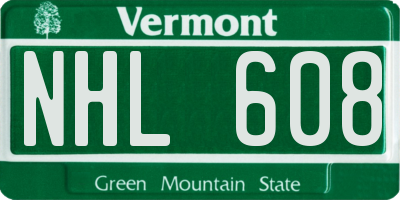 VT license plate NHL608
