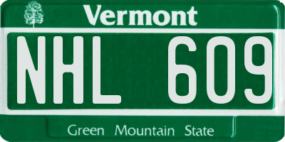 VT license plate NHL609